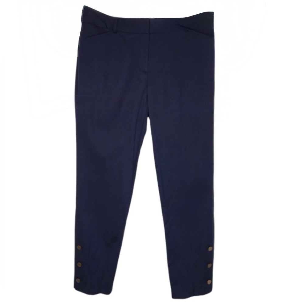 NEW Talbots NAVY Blue Hampshire Ankle Pants Gold Buttons Size 8
